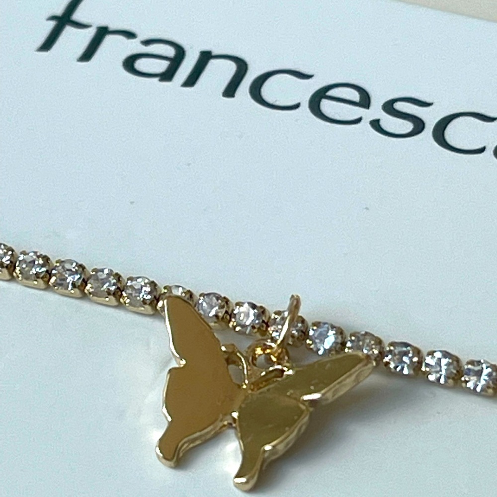 Butterfly choker gold and rhinestone